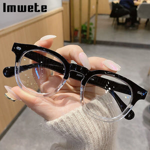 Imwete Classic Men Anti Blue Light Glasses Frame Women Clear Lens Eyeglasses Frames Ladies Candy Color Optical Spectacle Green