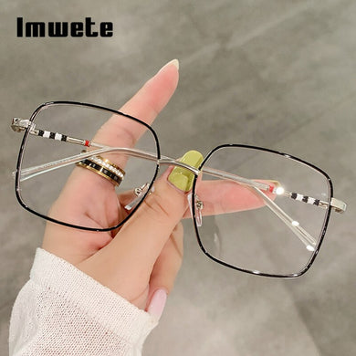 Imwete Computer Prescription Glasses Frames for Women Men Blocking Blue Light Optical Eyewear 2023 Oversized Metal Spectacles