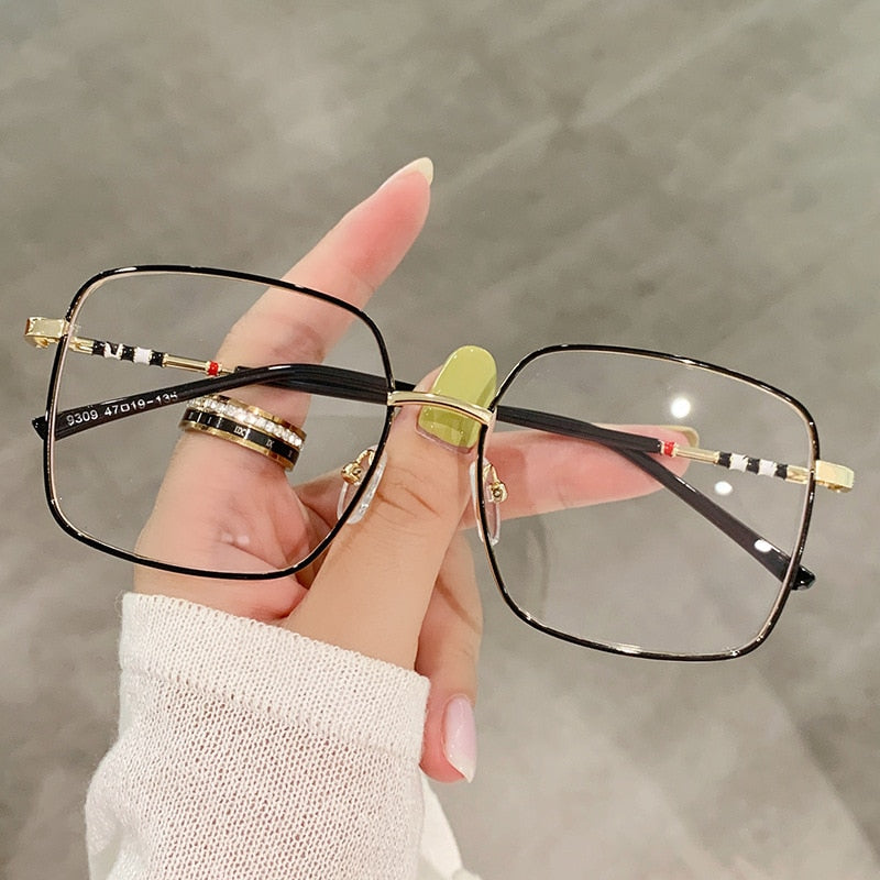 Imwete Computer Prescription Glasses Frames for Women Men Blocking Blue Light Optical Eyewear 2023 Oversized Metal Spectacles