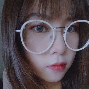 Imwete  Big Round Glasses Frame Men Women Metal Glasses Frames Vintage Optical Eyeglasses Black White Spectacles