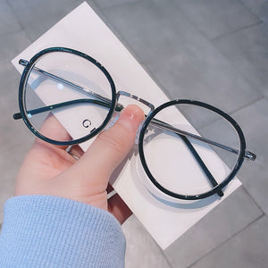 Imwete  Big Round Glasses Frame Men Women Metal Glasses Frames Vintage Optical Eyeglasses Black White Spectacles
