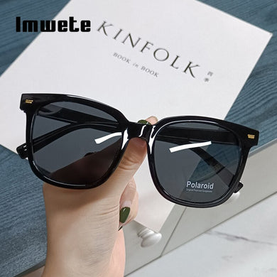 Imwete HD Donna Uomo Occhiali da sole polarizzati Tendenza Occhiali da sole con montatura grande Occhiali da vista neri retrò Lente anti-ultravioletta UV400 
