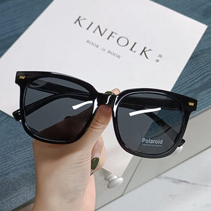 Imwete HD Women Men Polarized Sunglasses Trend Big Frame Sun Glasses Retro Black Eyeglasses Anti-Ultraviolet Lens UV400