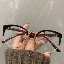 Load image into Gallery viewer, Imwete Half Frame Cat Eye Glasses Frame for Women Men Metal Eyewear Transparent Optical Lense Prescription Spectacles