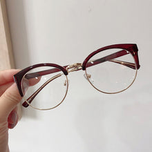 Load image into Gallery viewer, Imwete Half Frame Cat Eye Glasses Frame for Women Men Metal Eyewear Transparent Optical Lense Prescription Spectacles