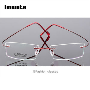 Imwete Lightweight Rimless Glasses Frames Memory Titanium Eyeglasses Frame Spectacle Prescription Optical Frames Myopia