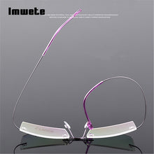 Load image into Gallery viewer, Imwete Lightweight Rimless Glasses Frames Memory Titanium Eyeglasses Frame Spectacle Prescription Optical Frames Myopia