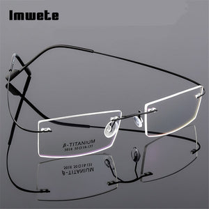 Imwete Lightweight Rimless Glasses Frames Memory Titanium Eyeglasses Frame Spectacle Prescription Optical Frames Myopia