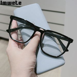 Imwete Men Anti Blue Light Flat Mirror Women Glasses Frame Unisex Can be Equipped Myopia Retro Eyeglasses Full Frames