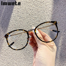 Carica l&#39;immagine nel visualizzatore di Gallery, Imwete Occhiali da vista Montatura da donna Uomo Occhiali da vista rotondi oversize Montature in metallo Occhiali da gioco per computer Finto vetro nero 
