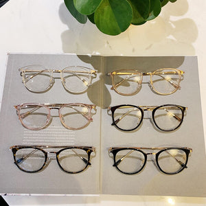 Imwete Occhiali da vista Montatura da donna Uomo Occhiali da vista rotondi oversize Montature in metallo Occhiali da gioco per computer Finto vetro nero 