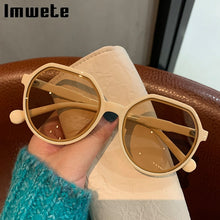 Carica l'immagine nel visualizzatore di Gallery, Imwete Polygon Occhiali da sole Donna Uomo Occhiali da sole Cat Eye retrò Occhiali da sole firmati di marca per donna Nero Verde UV400 