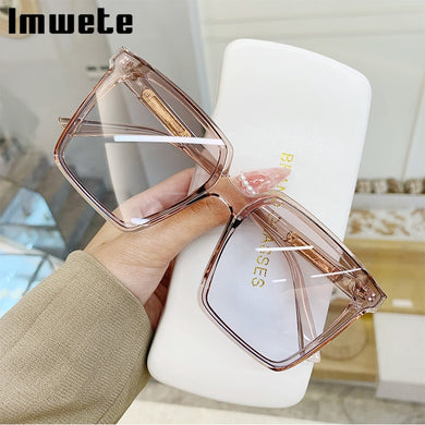 Imwete Vintage Square Oversized Sunglasses Women Men Brand Designer Transparent Gradient Sun Glasses Big Frame Eyewear UV400