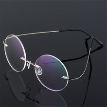 Load image into Gallery viewer, Imwete Round Optical Eyeglasses Frames Men Titanium Eyewear Lightweight Rimless Transparent Glasses Frame