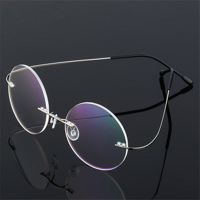 Imwete Round Optical Eyeglasses Frames Men Titanium Eyewear Lightweight Rimless Transparent Glasses Frame