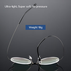 Imwete Round Optical Eyeglasses Frames Men Titanium Eyewear Lightweight Rimless Transparent Glasses Frame