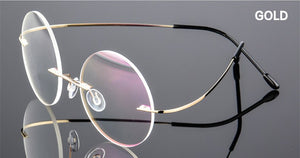 Imwete Round Optical Eyeglasses Frames Men Titanium Eyewear Lightweight Rimless Transparent Glasses Frame