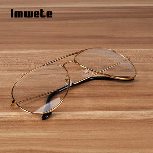 Imwete Transparent Glasses Frame Women Brand Metal Eyeglasses Men Clear Optical Prescription Eyewear Black Silver Gold Spectacle