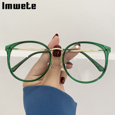 Imwete Vintage Round Glasses Women Men Retro Oversized Optical Spectacles Metal Eyeglasses Frames Computer Eyewear for Gaming