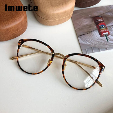 Imwete Vintage Round Women's Glasses Frame Men Metal Optical Eyeglasses 2023 Transparent Spectacles