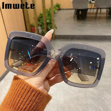 Imwete Vintage Square Sunglasses Women Oversized Sun Glasses Men Brand Designer Outdoor UV400 Colored Glasses Gradient