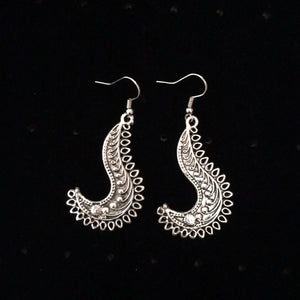 India Folk Style Silver Earrings temperament female hippie earrings. Ancient silver tribe earrings, Thailand, Nepal, Arabia