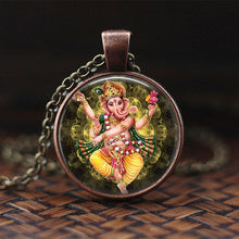 Load image into Gallery viewer, India Religion Necklace God Brahma Lord Shiva Vishnu Jewelry Glass Cabochon Pendant Choker Necklaces Religion Jewelry