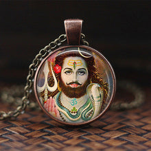 Load image into Gallery viewer, India Religion Necklace God Brahma Lord Shiva Vishnu Jewelry Glass Cabochon Pendant Choker Necklaces Religion Jewelry