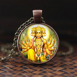 India Religion Necklace God Brahma Lord Shiva Vishnu Jewelry Glass Cabochon Pendant Choker Necklaces Religion Jewelry