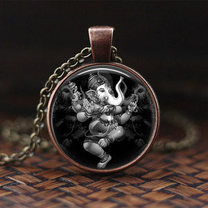 India Religion Necklace God Brahma Lord Shiva Vishnu Jewelry Glass Cabochon Pendant Choker Necklaces Religion Jewelry