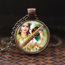 Load image into Gallery viewer, India Religion Necklace God Brahma Lord Shiva Vishnu Jewelry Glass Cabochon Pendant Choker Necklaces Religion Jewelry