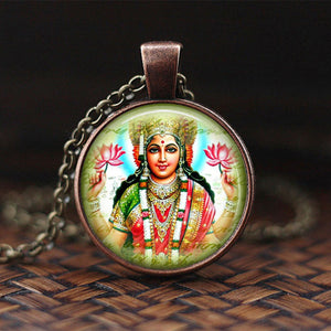 India Religion Necklace God Brahma Lord Shiva Vishnu Jewelry Glass Cabochon Pendant Choker Necklaces Religion Jewelry