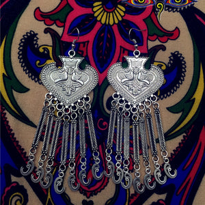 India Retro National Peacock Earrings. Exquisite Ancient Silver All-match Stage Female Earrings Gypsy Jewelry Limit 10