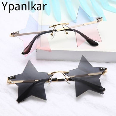 Individual Design Five-pointed Star Sunglasses For Women Rimless Big Star Shape Shades Funny Steampunk Sun Glasses Female UV400