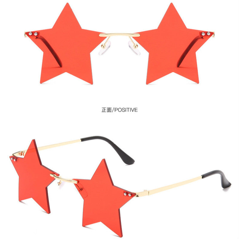Individual Design Five-pointed Star Sunglasses For Women Rimless Big Star Shape Shades Funny Steampunk Sun Glasses Female UV400