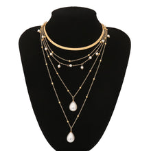 Load image into Gallery viewer, Bohemian Multi Layer Imitation Pearl Tassel Choker Necklace Collar Statement Pendant Necklace for Women Jewelry