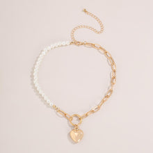 Load image into Gallery viewer, Punk Imitation Pearl Choker Necklace Collar Statement Gold Color Love Heart Lasso Pendant Necklace for Women Jewelry