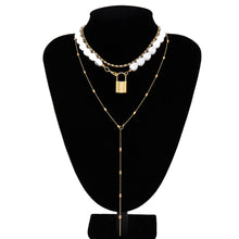 Carica l&#39;immagine nel visualizzatore di Gallery, Punk Multi Layered Pearl Choker Necklace Collar Statement Virgin Mary Coin Crystal Pendant Necklace Women Jewelry