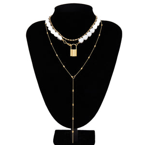 Punk Multi Layered Pearl Choker Necklace Collar Statement Virgin Mary Coin Crystal Pendant Necklace Women Jewelry