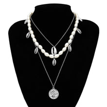 Carica l&#39;immagine nel visualizzatore di Gallery, Punk Multi Layered Pearl Choker Necklace Collar Statement Virgin Mary Coin Crystal Pendant Necklace Women Jewelry