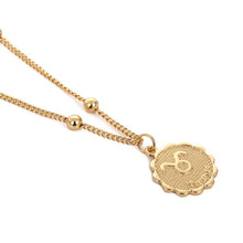 Load image into Gallery viewer, Constellation Carve Coin Pendant Necklace Simple Copper Leo Beads Clavicle Chain Necklace Sexy Couple Jewelry