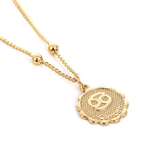 Load image into Gallery viewer, Constellation Carve Coin Pendant Necklace Simple Copper Leo Beads Clavicle Chain Necklace Sexy Couple Jewelry