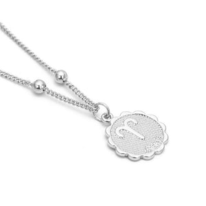 Constellation Carve Coin Pendant Necklace Simple Copper Leo Beads Clavicle Chain Necklace Sexy Couple Jewelry