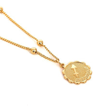 Load image into Gallery viewer, Constellation Carve Coin Pendant Necklace Simple Copper Leo Beads Clavicle Chain Necklace Sexy Couple Jewelry