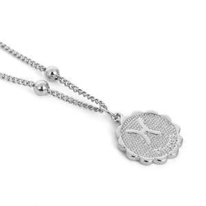 Constellation Carve Coin Pendant Necklace Simple Copper Leo Beads Clavicle Chain Necklace Sexy Couple Jewelry