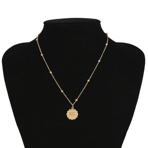 Constellation Carve Coin Pendant Necklace Simple Copper Leo Beads Clavicle Chain Necklace Sexy Couple Jewelry