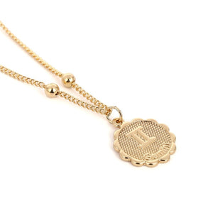 Constellation Carve Coin Pendant Necklace Simple Copper Leo Beads Clavicle Chain Necklace Sexy Couple Jewelry