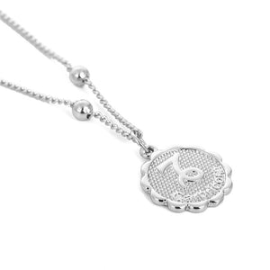 Constellation Carve Coin Pendant Necklace Simple Copper Leo Beads Clavicle Chain Necklace Sexy Couple Jewelry