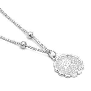 Constellation Carve Coin Pendant Necklace Simple Copper Leo Beads Clavicle Chain Necklace Sexy Couple Jewelry