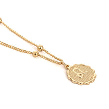 Load image into Gallery viewer, Constellation Carve Coin Pendant Necklace Simple Copper Leo Beads Clavicle Chain Necklace Sexy Couple Jewelry